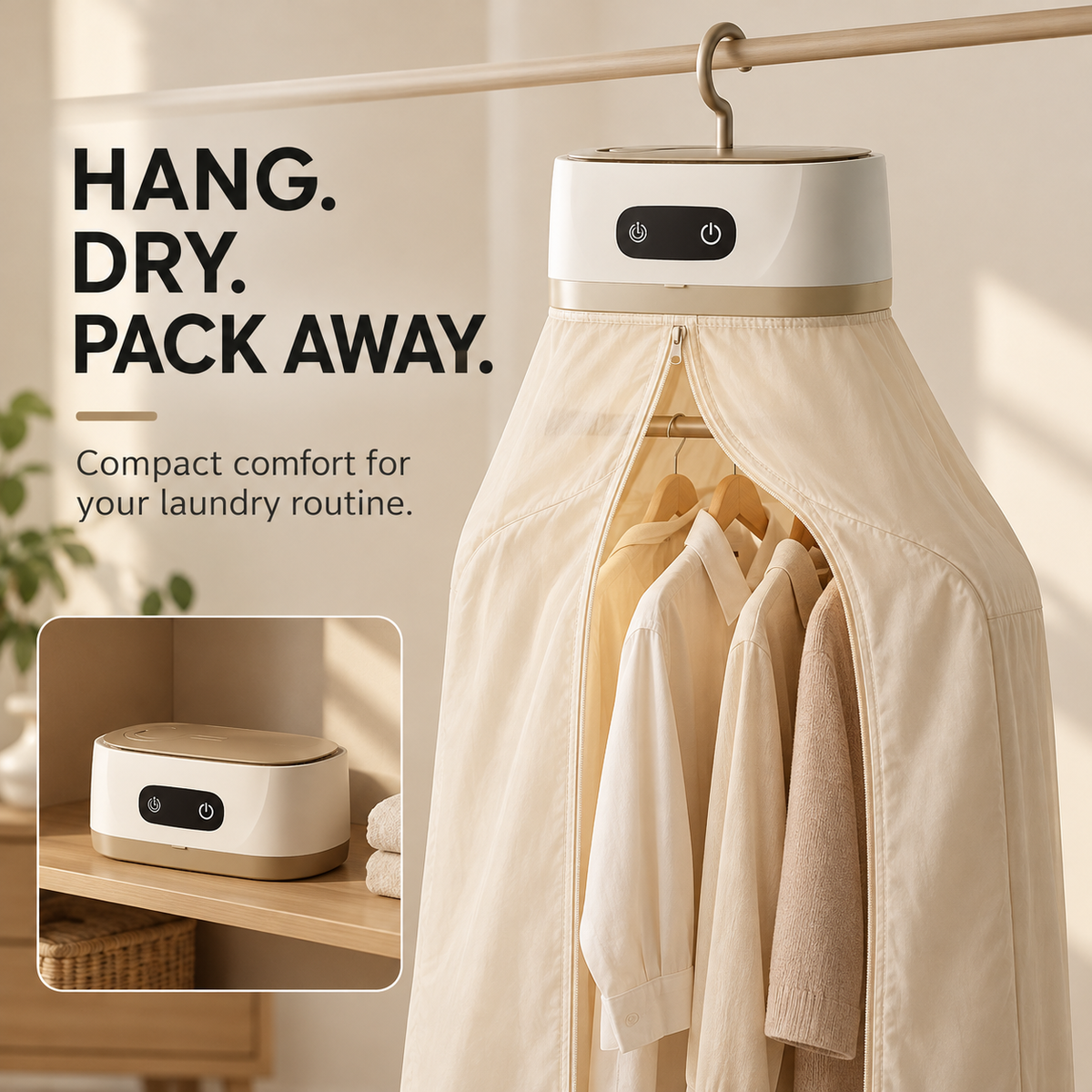 Portable Foldable Clothes Dryer – PTC Heated Drying Bag for Rainy Days & Small Spaces