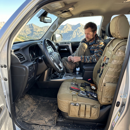Tactical MOLLE Car Seat Cover Organizer – Rugged Protection & Smart Storage