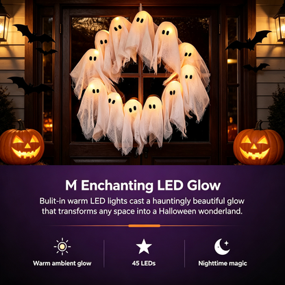 👻✨ Spooky Halloween Glow Wreath — Light Up Your Haunted Night