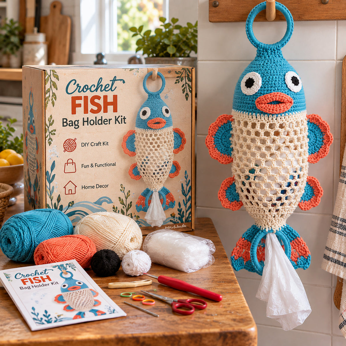 🧶Crochet Animal Bag Holder DIY Kit – 🐻 Cute & Functional Hanging Storage Craft Kit