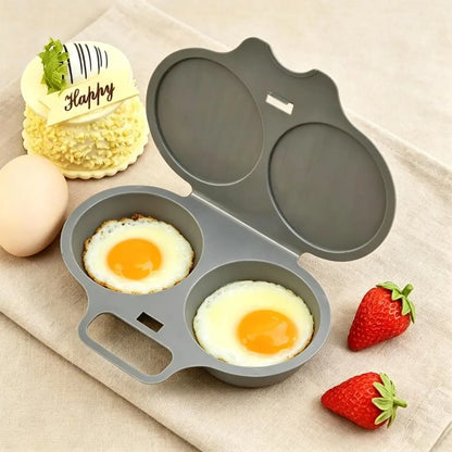 Easy to Clean Microwave Egg Steamer Mold BPA‑Free,Food‑Grade Plastic PP Material - Non-Stick,2 Cup Round Egg Maker