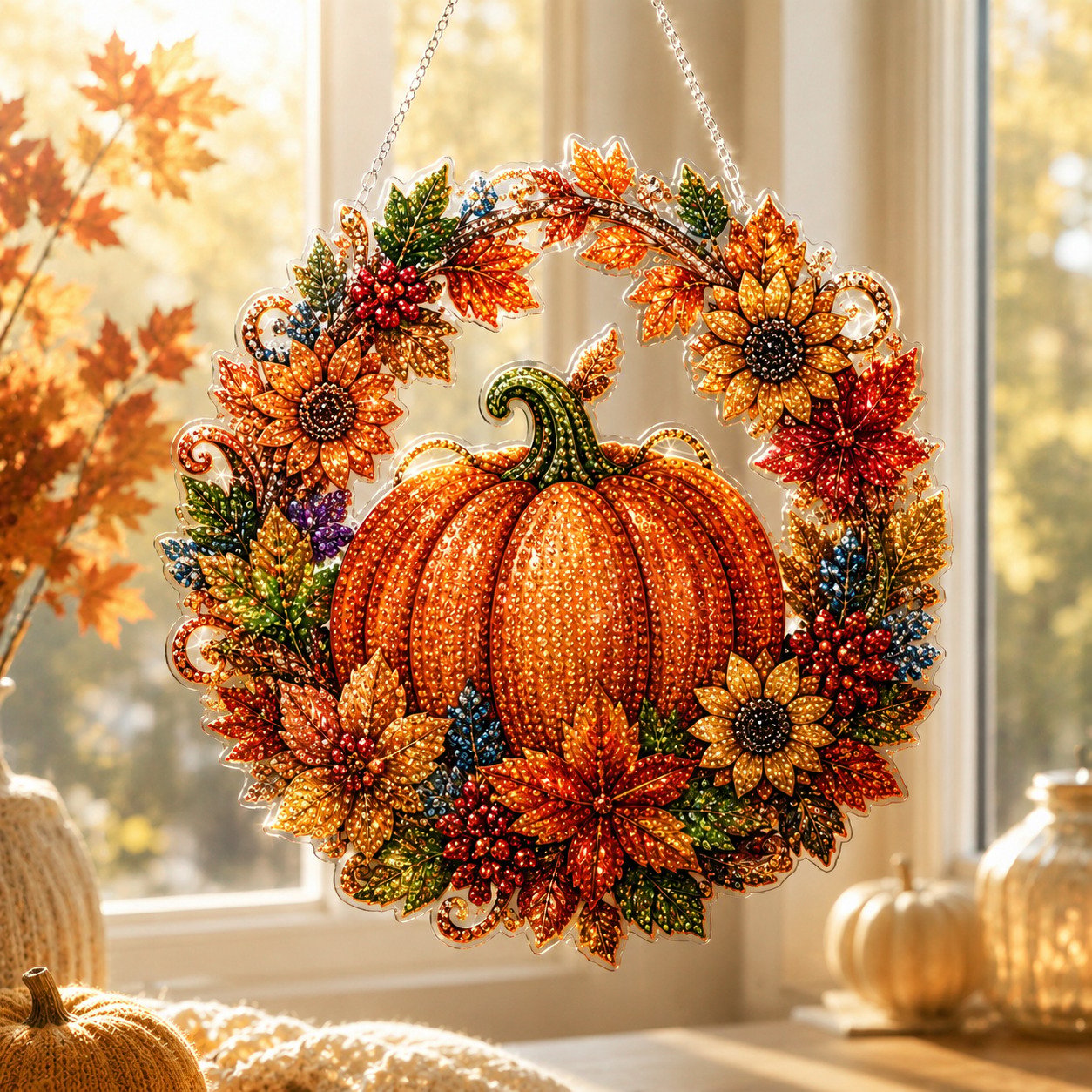 🍂Autumn Harvest Pumpkin Diamond Art Hanging Ornament Kit