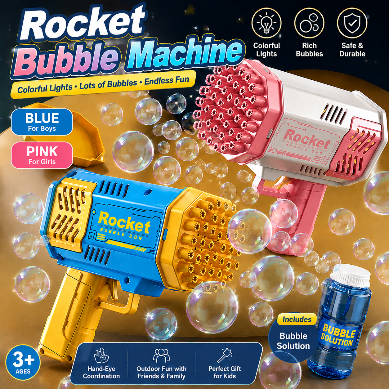 ✨✨✨69‑Hole LED Bubble Machine｜Make Thousands of Bubbles