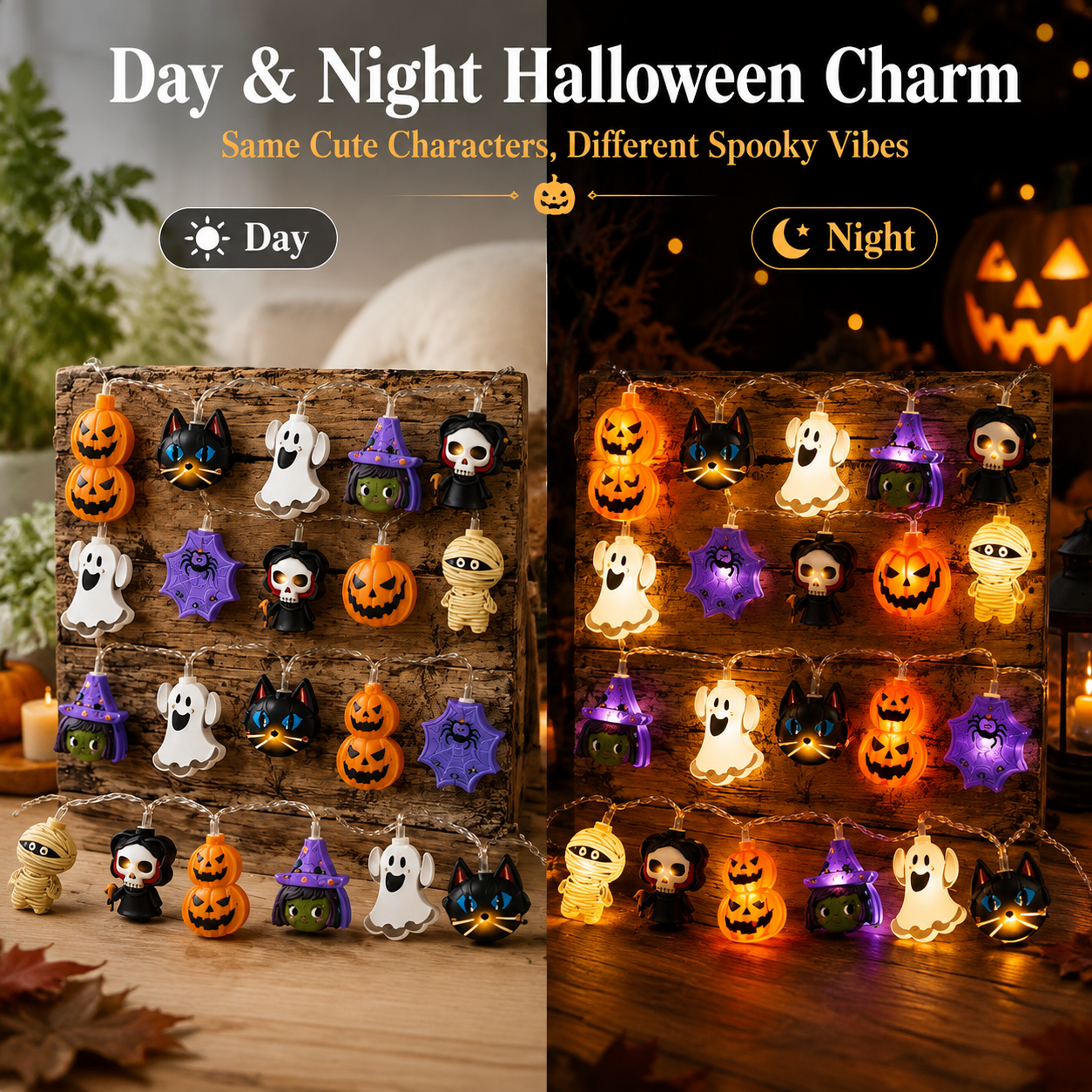 🔥49% OFF🎃Halloween USB LED String Lights👻 Pumpkin Witch Ghost Home Decor✨