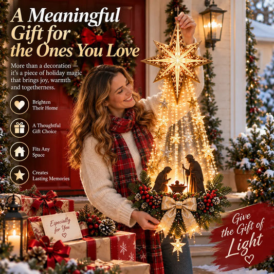 🎄 Bethlehem Star Nativity Wall Decor✨– Warm LED Christmas Light