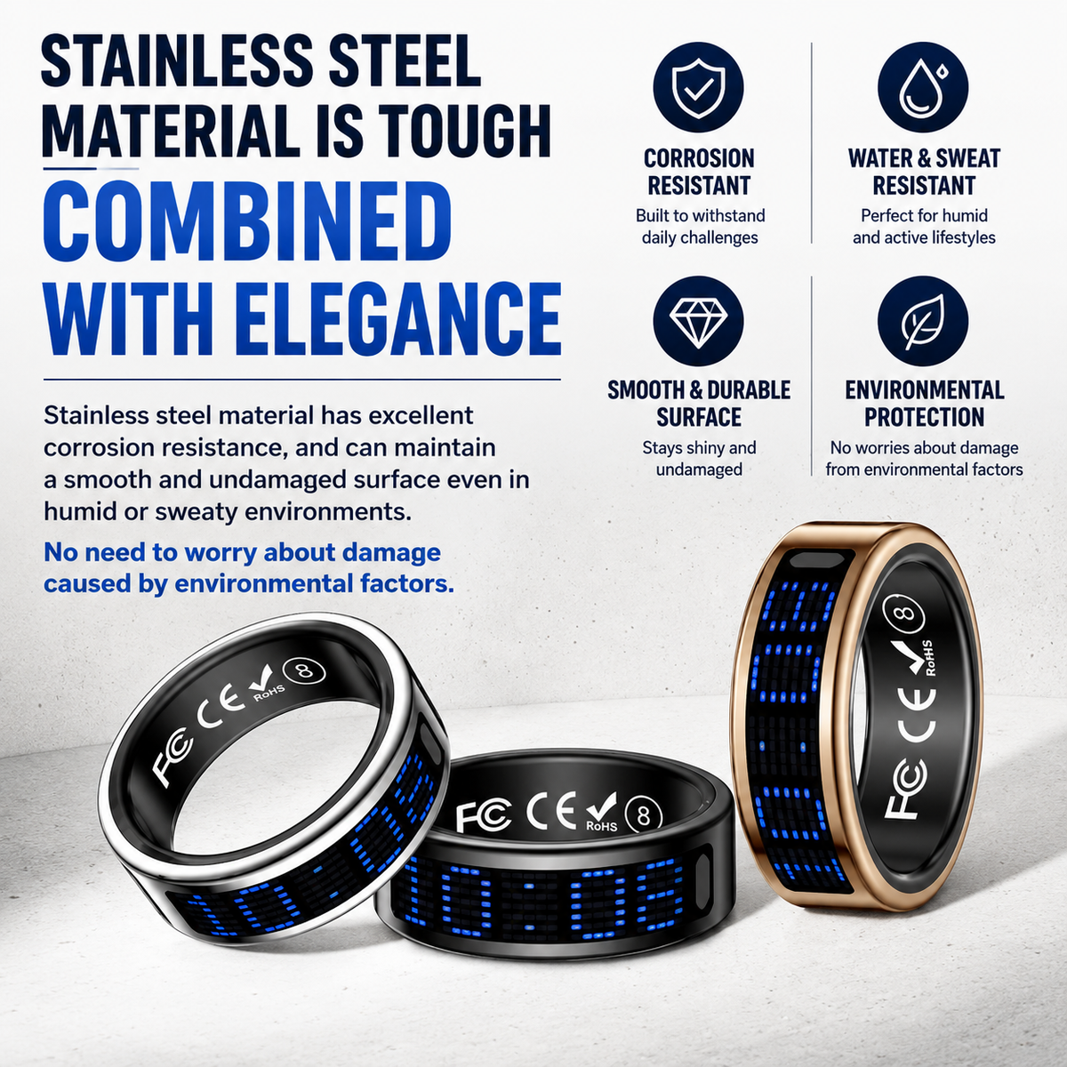 Smart Health Ring – 24/7 Heart Rate, Sleep & Activity Tracking | Sleek, Lightweight & IP68 Waterproof