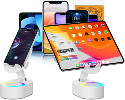 🎵 5-in-1 Wireless Induction Audio Bluetooth Speaker & Phone Holder – 3000mAh Rechargeable Power Bank with Colorful Ambient Light, 300° Foldable Stand for Smartphone & Tablet