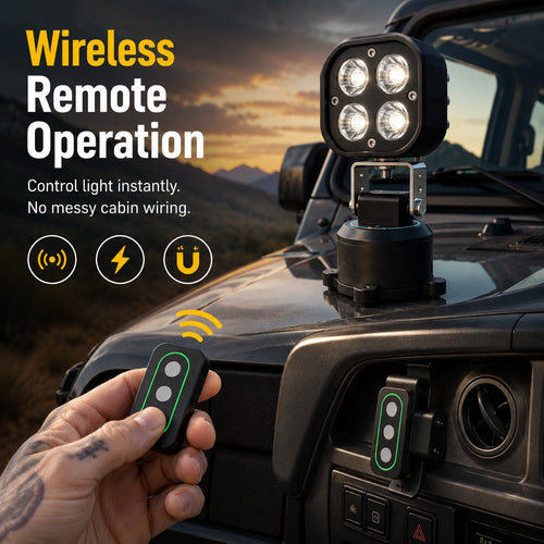 Magnetic Off-Road LED Light – 360° Adjustable & Wireless Remote