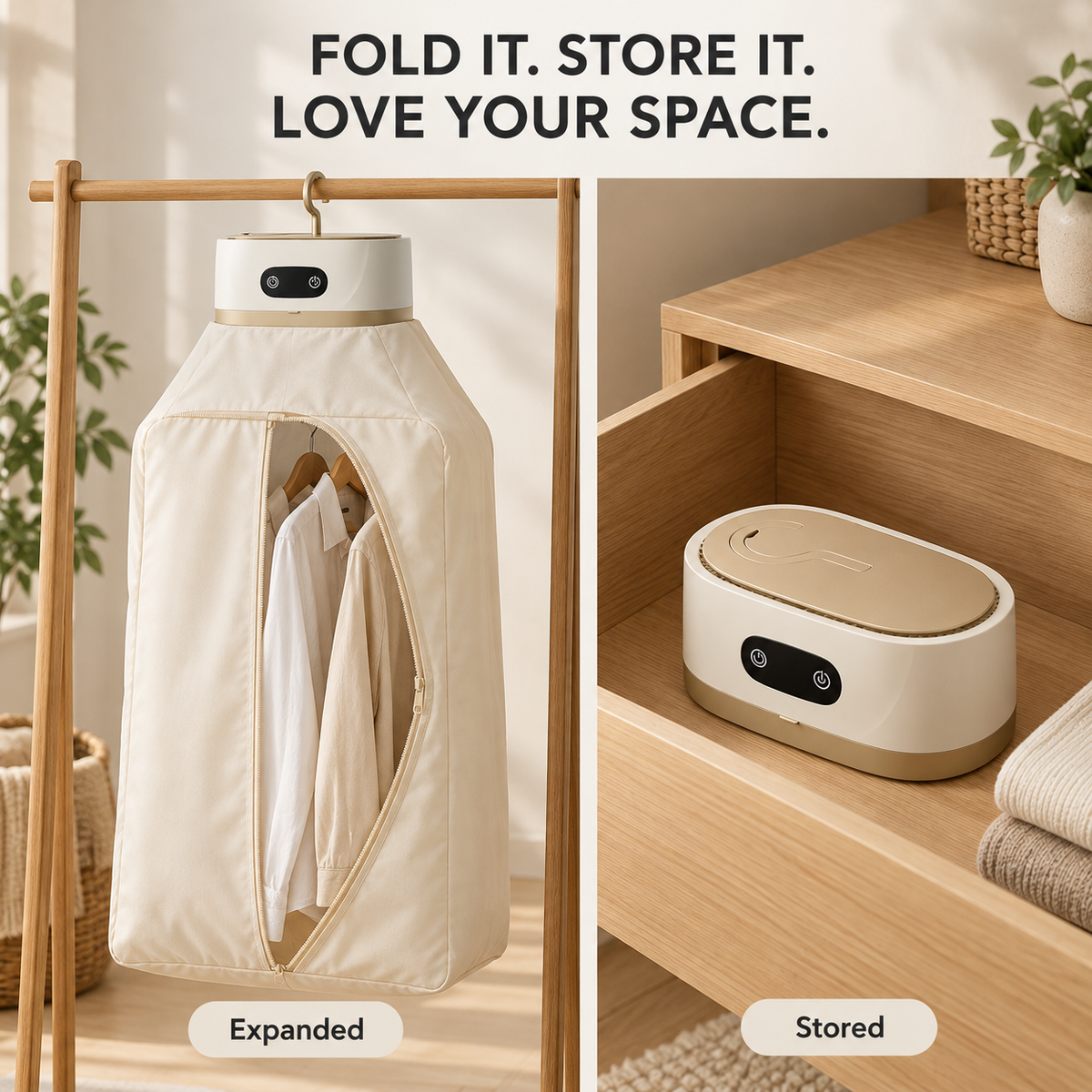 Portable Foldable Clothes Dryer – PTC Heated Drying Bag for Rainy Days & Small Spaces