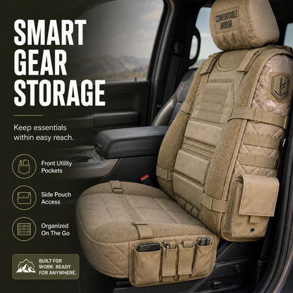 Tactical MOLLE Car Seat Cover Organizer – Rugged Protection & Smart Storage