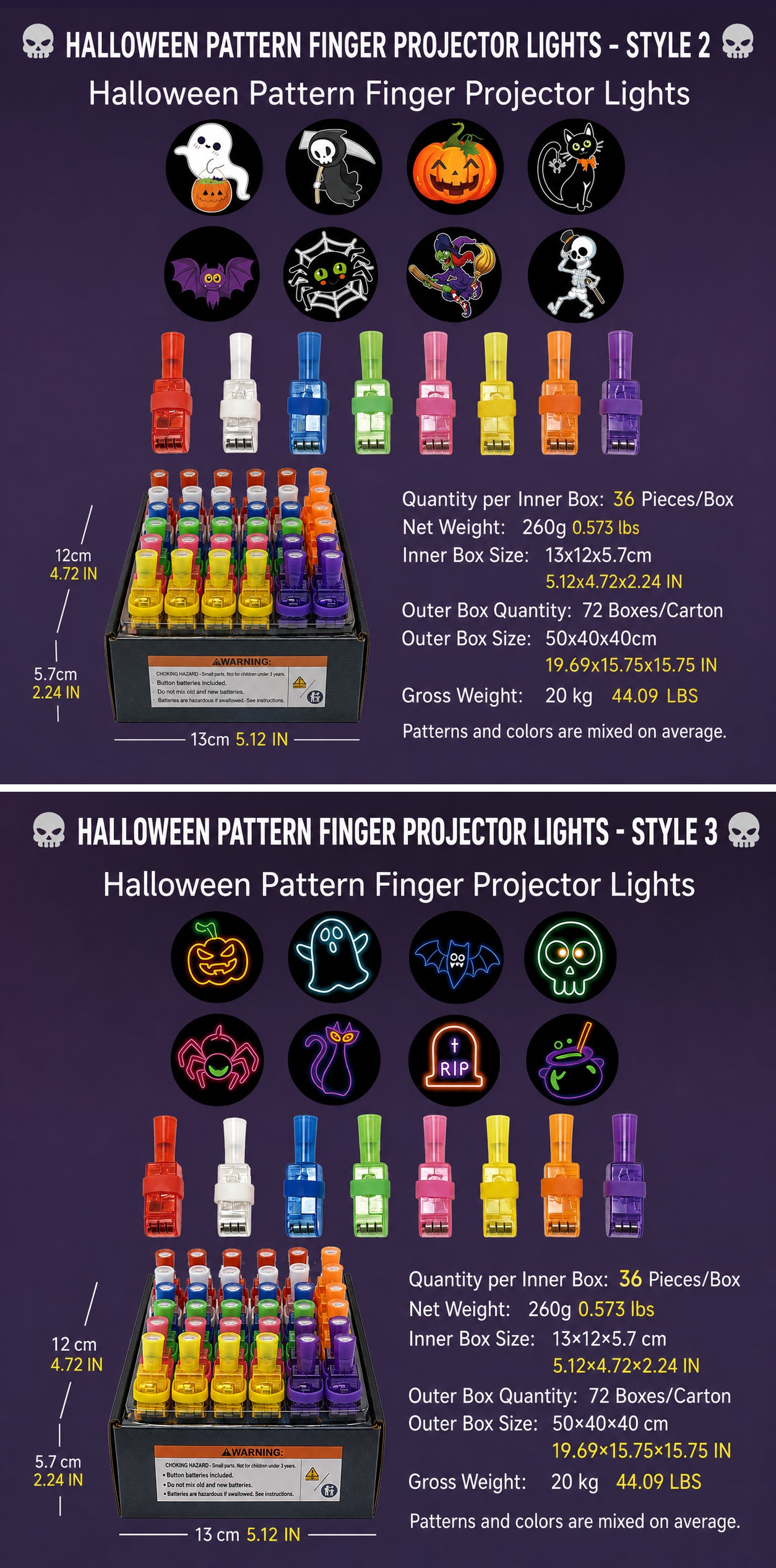 Halloween Projector Finger Lights | Fun Glowing Party Favors for Kids