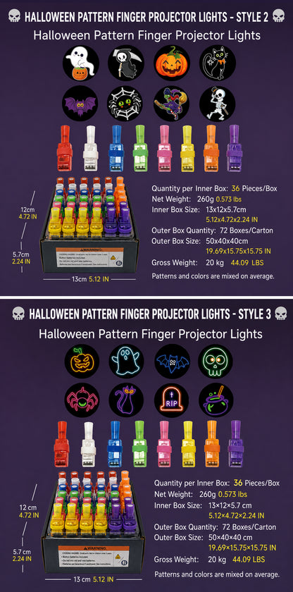 Halloween Projector Finger Lights | Fun Glowing Party Favors for Kids