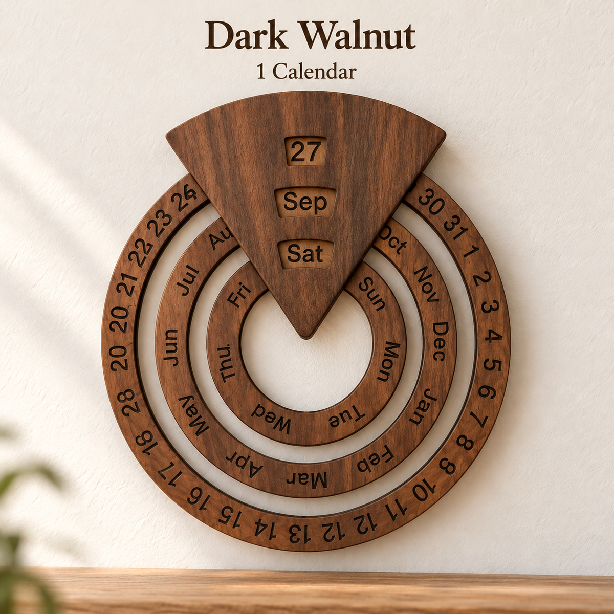 🌿 Wooden Perpetual Wall Calendar – Rotating Date, Month & Day | Timeless Home Decor 📅