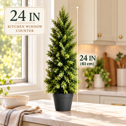 🌿 Realistic Faux Cypress Tree – A Beautiful Entrance, No Watering Needed