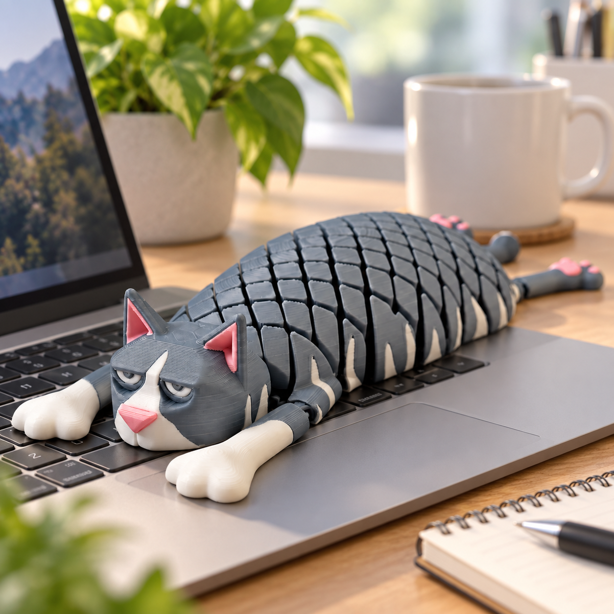 3D cat fidget toy on a desk