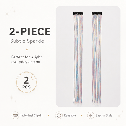 Clip-In Tinsel Hair Extensions – Colorful Iridescent Sparkle Hair Strands