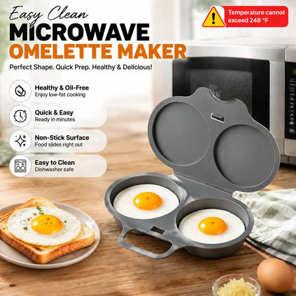 Easy to Clean Microwave Egg Steamer Mold BPA‑Free,Food‑Grade Plastic PP Material - Non-Stick,2 Cup Round Egg Maker