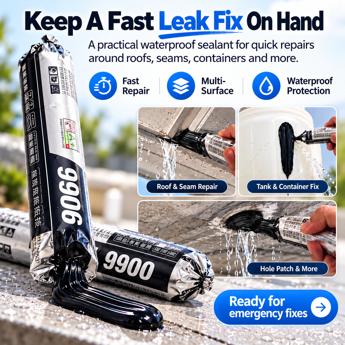 🏠💧 9900 Waterproof Leak Repair Sealant - Quick Roof & Crack Fix 🛠️ Multi-Surface Waterproof Sealing Paste