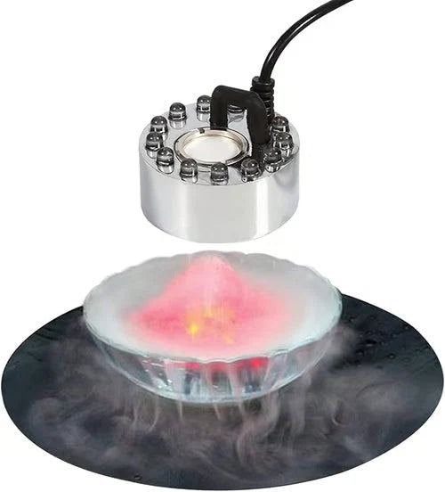 RGB Submersible Pond Mist Light, Stainless Steel Waterproof Fog Maker for Garden Yard Landscape Decor