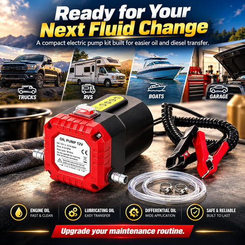 12V 80W Electric Oil Extractor Pump – Engine Oil & Gear Oil Transfer Kit with Hoses🔥