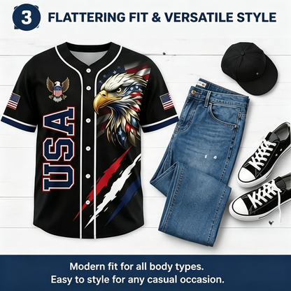 🦅USA 250th Anniversary All-Over Print Patriotic Baseball Jersey