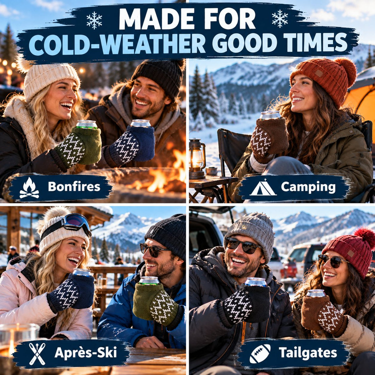 🍻Knitted Insulated Beer Can Glove Mittens – Warm Hands, Cold Drinks