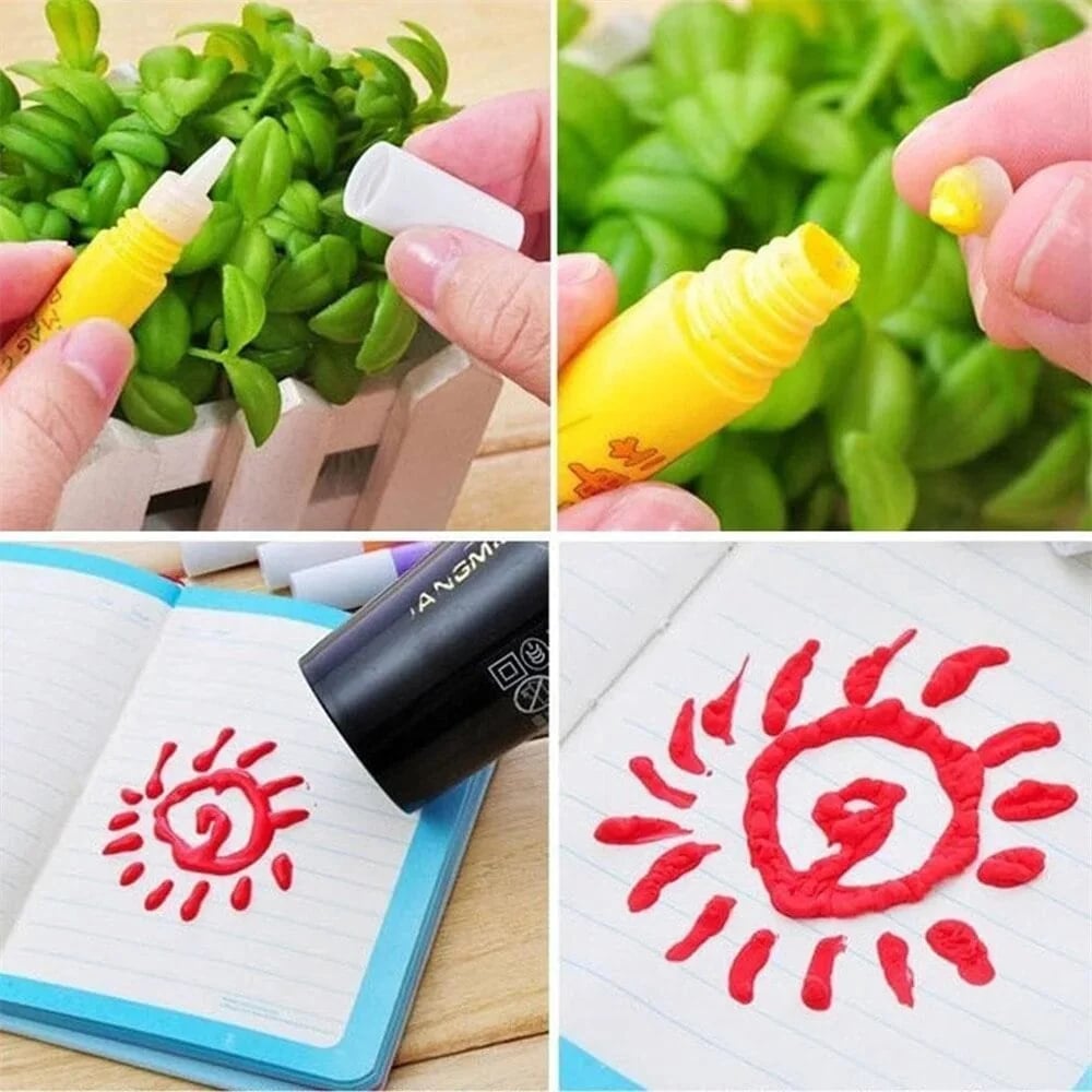 Puffy pen art before and after gentle heating