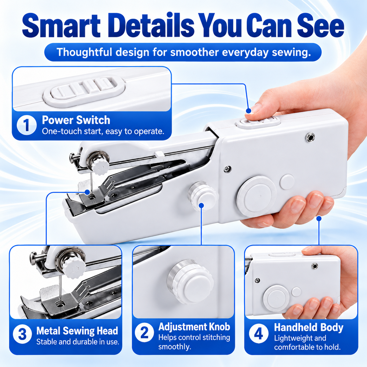 🧵✂Fix Loose Hems & Small Tears in Minutes — Handheld Sewing Machine