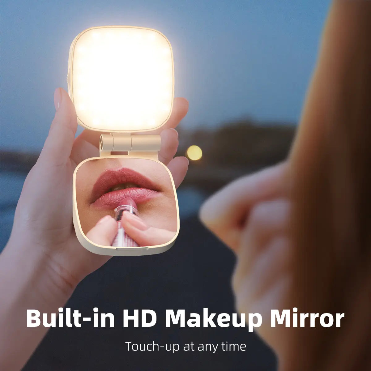 Magnetic Light, MagSafe Selfie Light with Mirror, CRI97+ Rechargeable LED, 3 Color Temperatures, Metal Ring