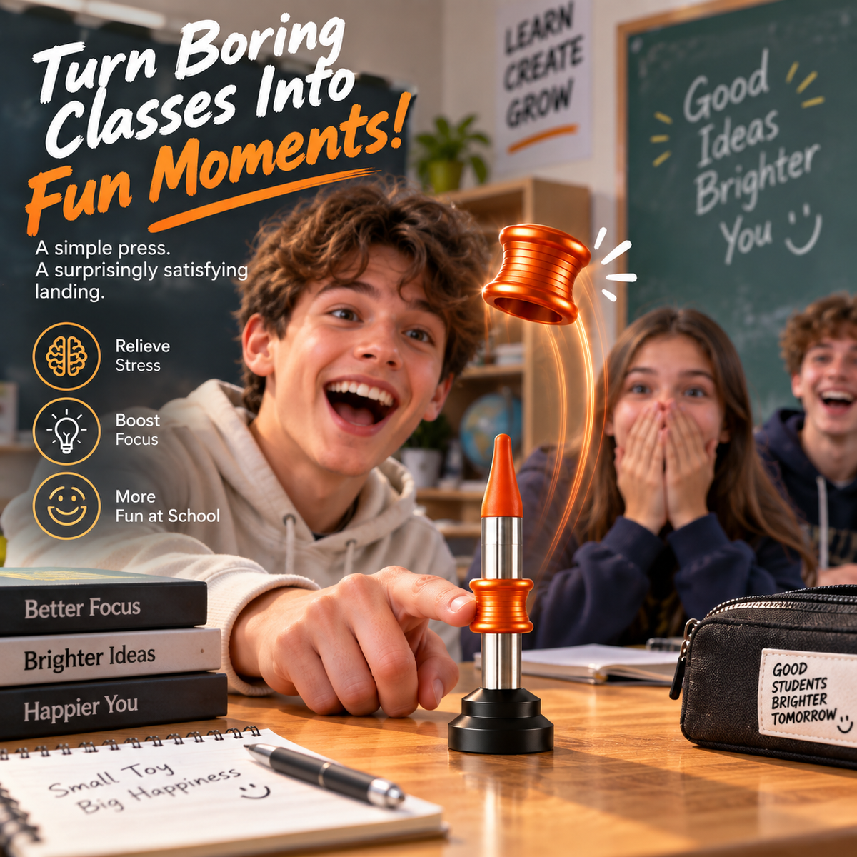 🎯 Pop & Land™ Kinetic Desk Toy | Press, Launch & Land Challenge