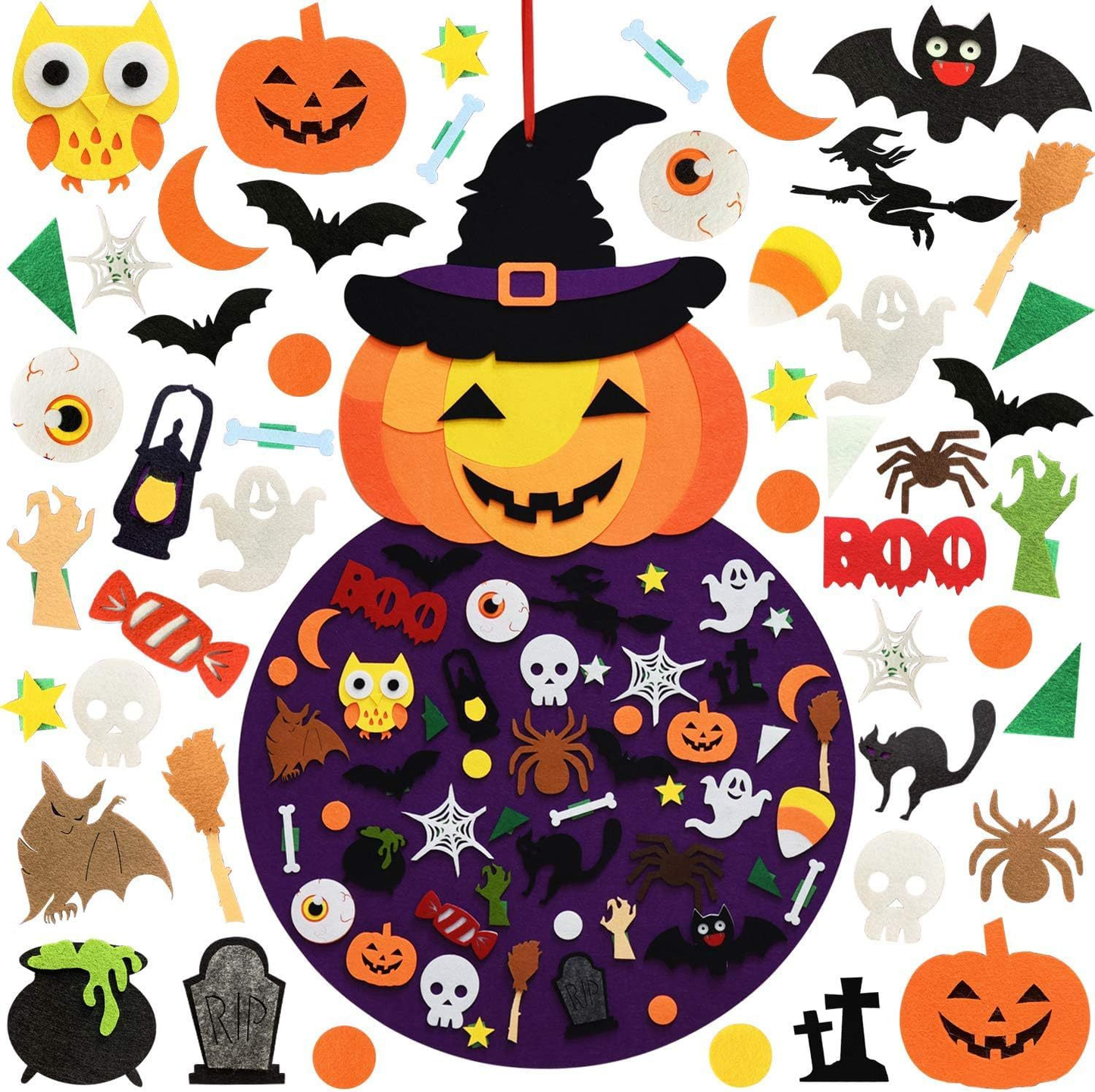 🎃 DIY Felt Pumpkin Witch Kit — 50 Pcs of Spooky Fun!