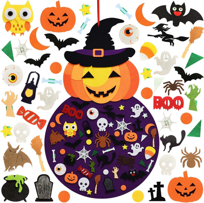 🎃 DIY Felt Pumpkin Witch Kit — 50 Pcs of Spooky Fun!