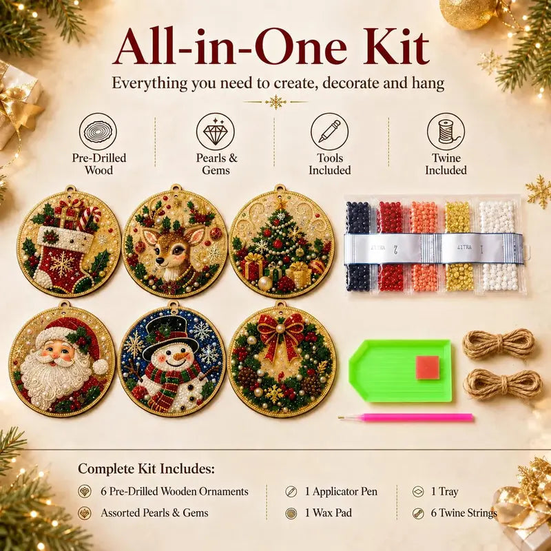 6Pcs/12Pcs Christmas DIY Diamond Painting Ornaments Kit