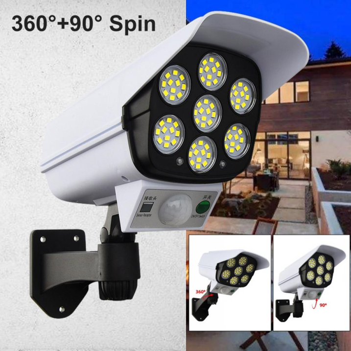 🚨 Solar Motion Security Light – PIR Sensor, Remote Control & Realistic Camera Design