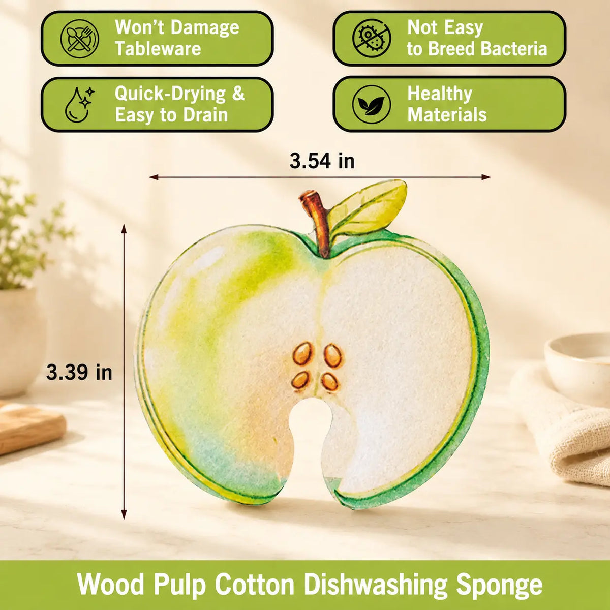 [ Non-Scratch Compressed Cellulose Sponges, Cute Fruit-Shaped Pop-Up Kitchen Sponges