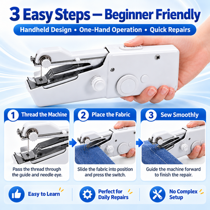 🧵✂Fix Loose Hems & Small Tears in Minutes — Handheld Sewing Machine