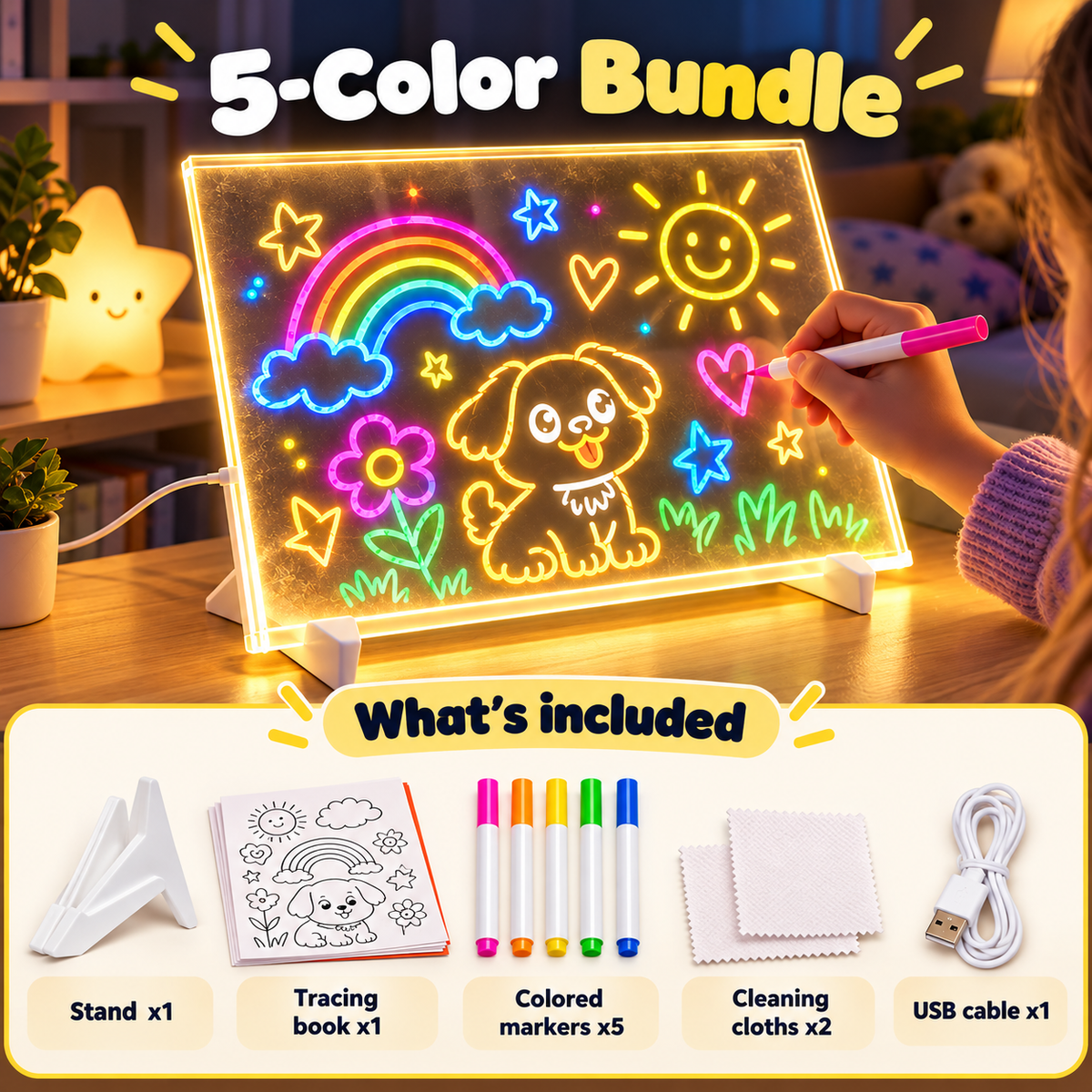 🎨Magic Drawing Board for Kids – 🌈Draw, Glow & Erase🎁 Fun Create Gift for Boys &Girls