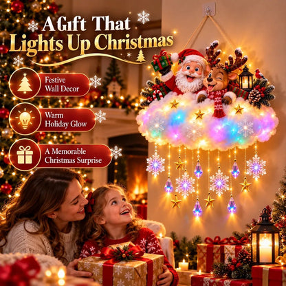 ✨🎄 Light-Up Christmas Cloud Hanging Decor – Santa & Winter Village Holiday Display