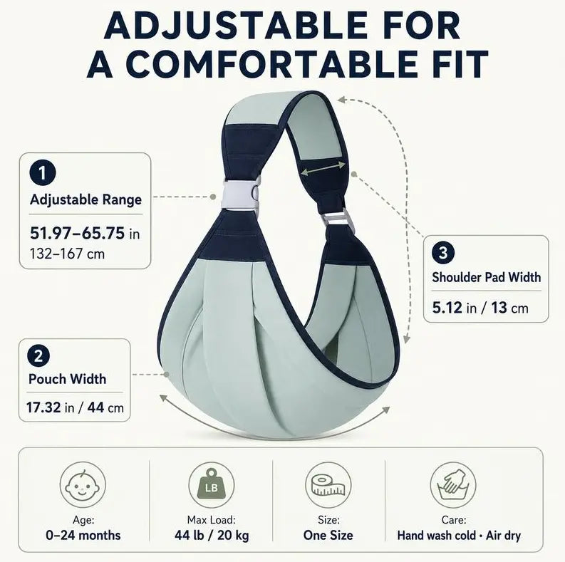 Adjustable Single Shoulder Portable Strap, Soft Lightweight Textile Design for Front Carry, Travel and Daily Outings