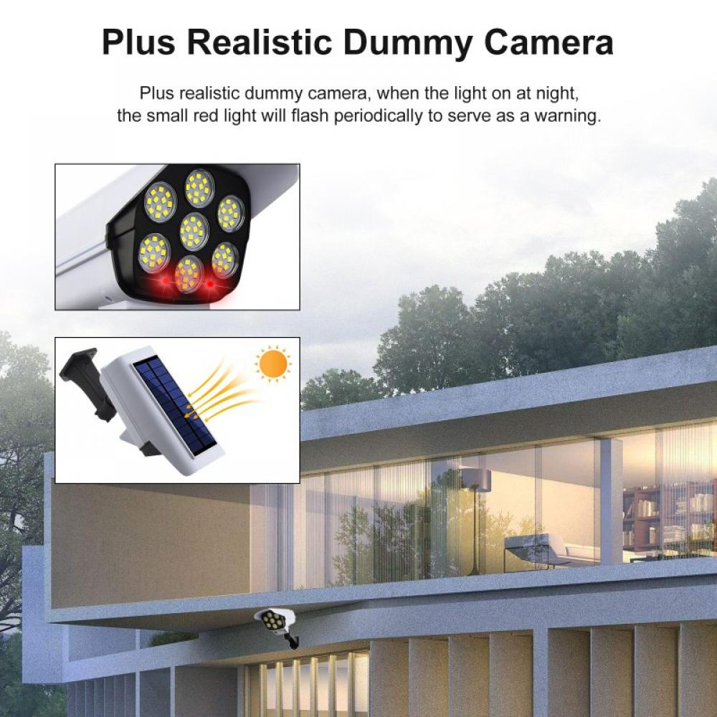 🚨 Solar Motion Security Light – PIR Sensor, Remote Control & Realistic Camera Design