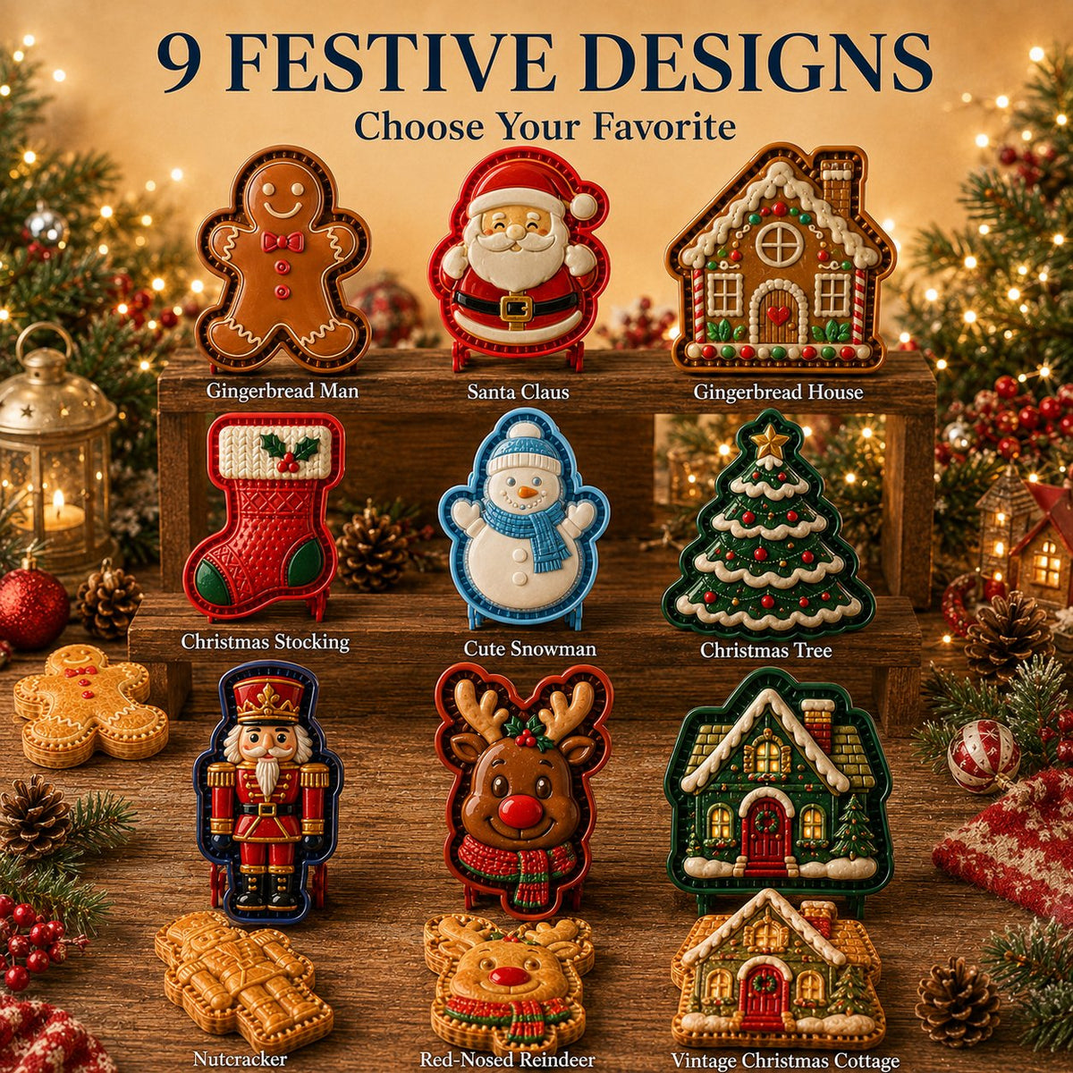 LAST DAY SALE Only $9.99🎄 9‑Design Christmas Mini Pie Mold Collection🥧✨