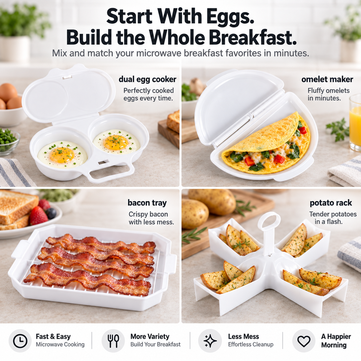 🔥Microwave Egg Poacher – Dual-Cavity Food-Grade PP Cooker– Ideal for Home, Office & Travel!