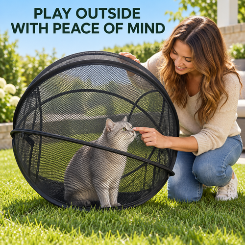 🐱 Pop-Up Cat Playpen – 32' Breathable Mesh Indoor & Outdoor Pet Enclosure