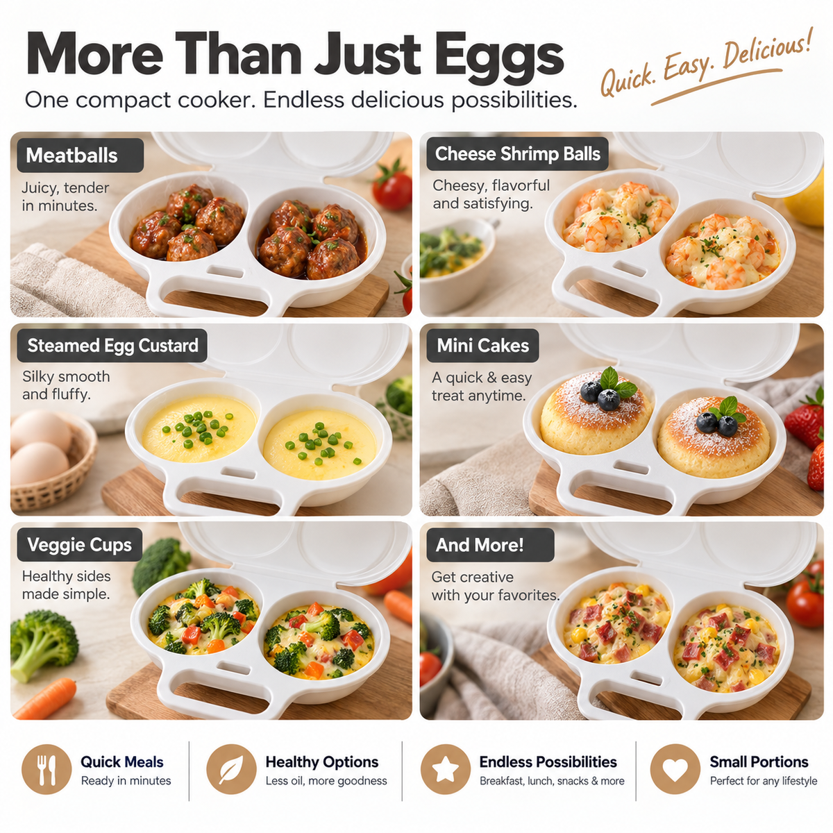 🔥Microwave Egg Poacher – Dual-Cavity Steamer, Rapid Heating, Non-Stick PP – Ideal for Home, Office & Travel!