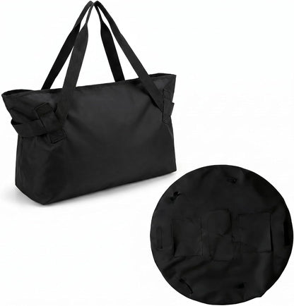 2-in-1 Convertible Tote Bag and Picnic Blanket, Water Resistant Oxford Fabric Reusable Pull-Strap Carryall