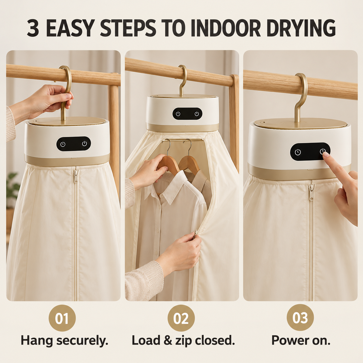 Portable Foldable Clothes Dryer – PTC Heated Drying Bag for Rainy Days & Small Spaces