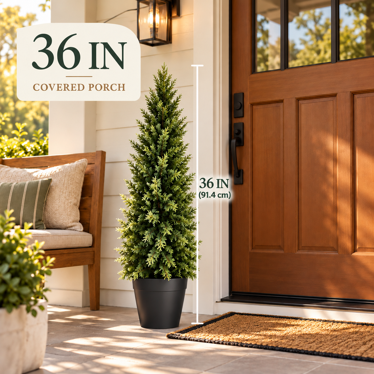 🌿 Realistic Faux Cypress Tree – A Beautiful Entrance, No Watering Needed