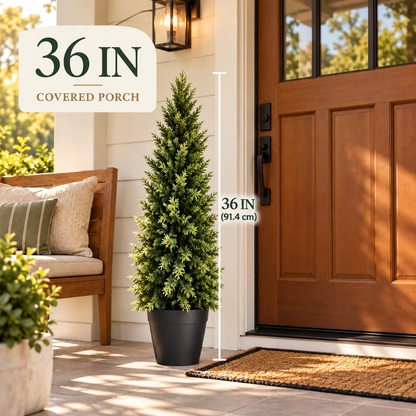 🌿 Realistic Faux Cypress Tree – A Beautiful Entrance, No Watering Needed