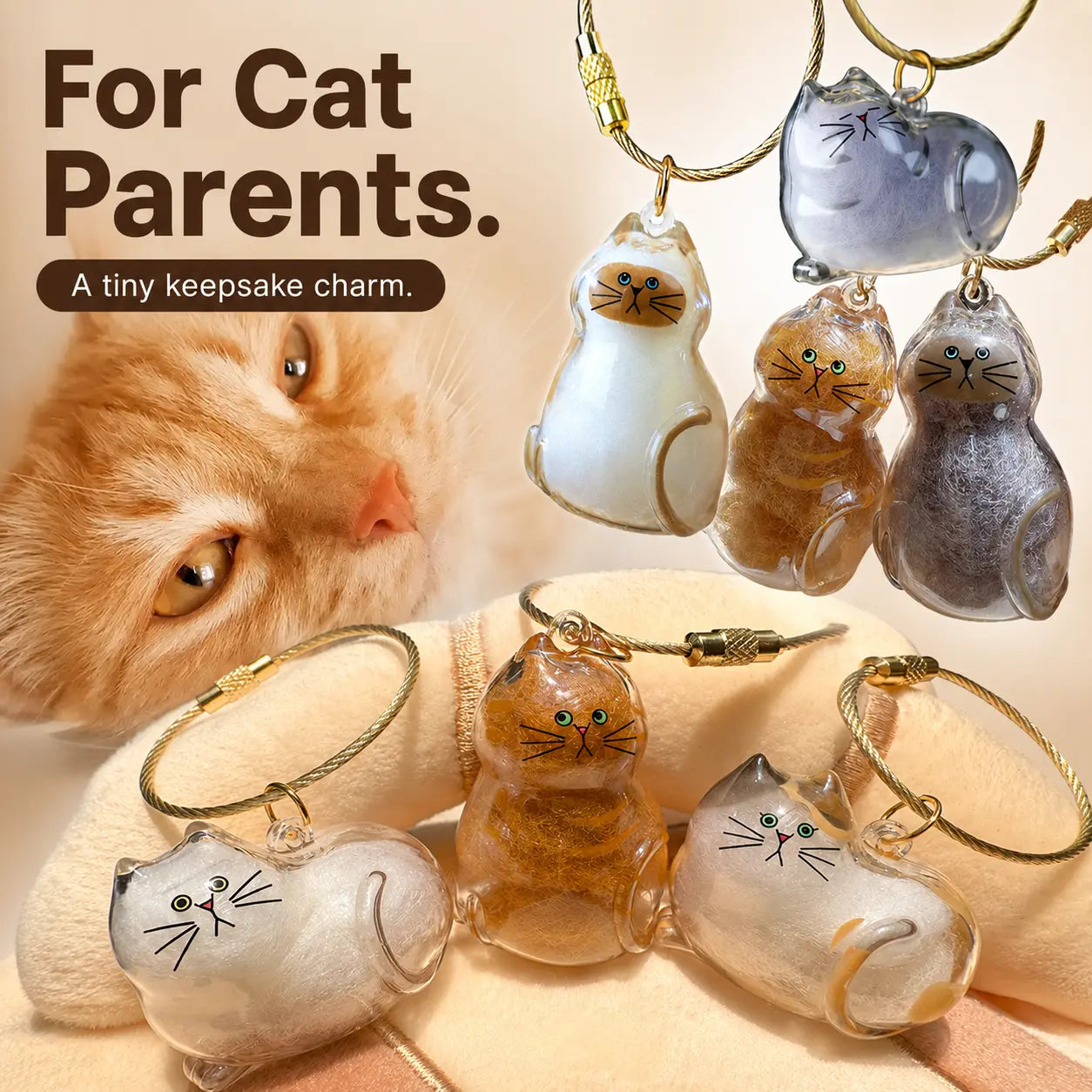 🐱 Cat Fur Memory Charm Keychain & Pendant — Keep Your Fur Baby Close Forever 💫