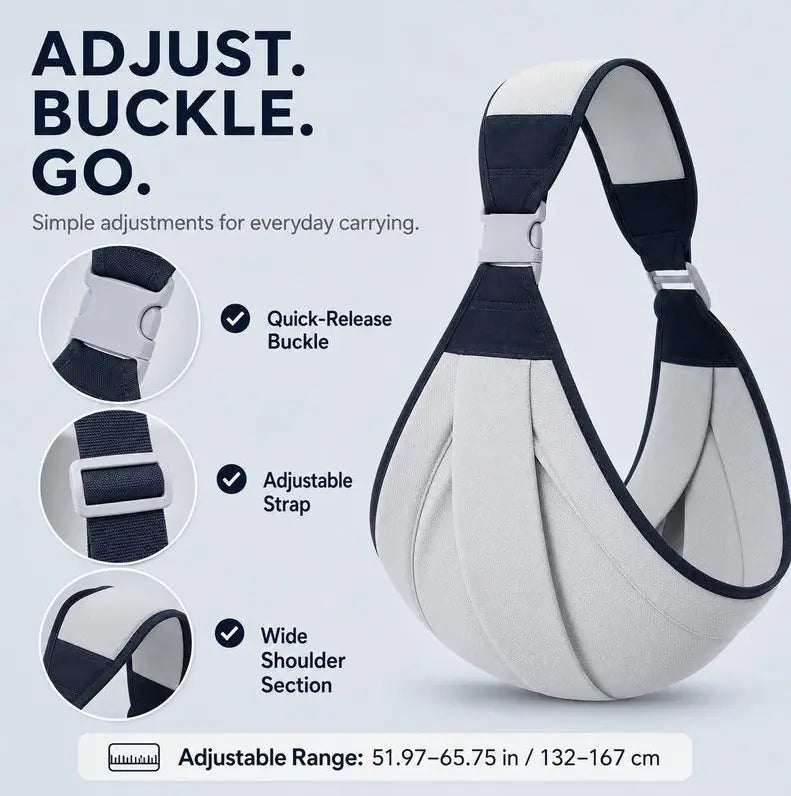 Adjustable Single Shoulder Portable Strap, Soft Lightweight Textile Design for Front Carry, Travel and Daily Outings